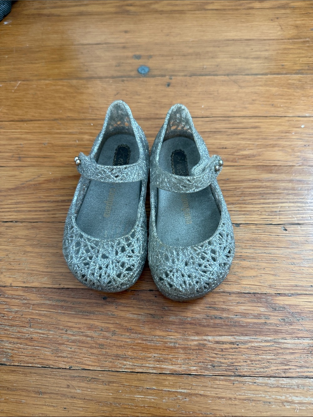 Mini Melissa Campana Girls' Glitter Mary Jane Shoes - Silver